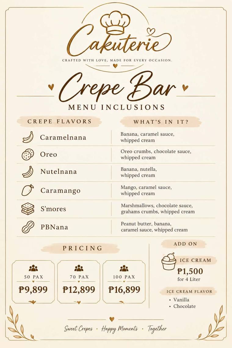 Crepe Bar menu