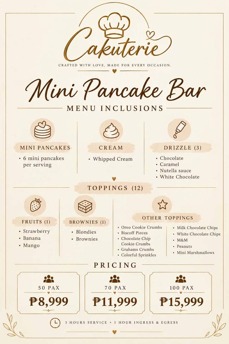 Mini Pancake Bar menu